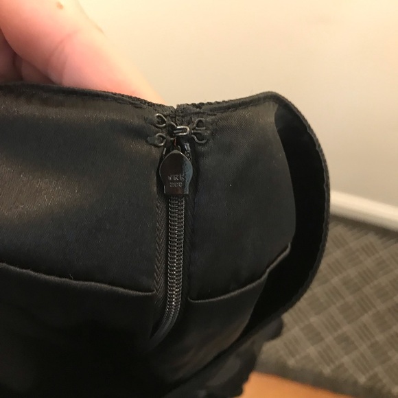 Milly Leather Skirt 10 Black fringe tabs circles mini pencil party cocktail - Picture 8 of 11